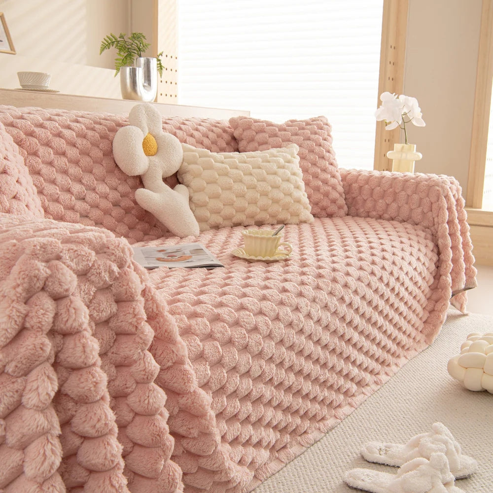 Sofa Cover Tufted Bubble Knit Microfiber Machine Washable