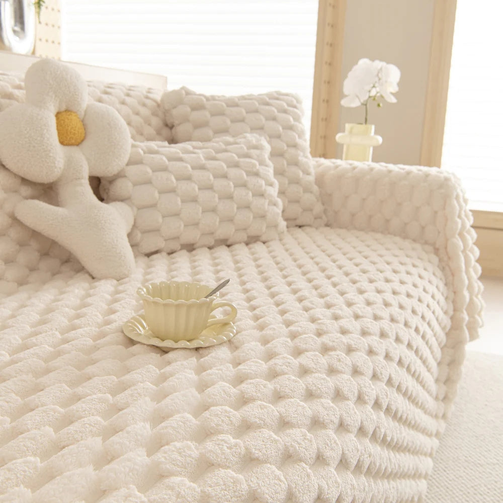 Sofa Cover Tufted Bubble Knit Microfiber Machine Washable