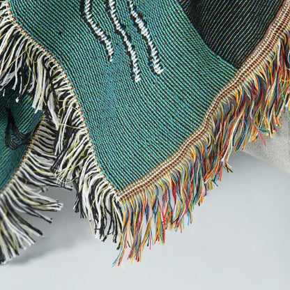 Sofa Cover Underwater Mermaid Print Cotton-Poly Machine Washable Tassels