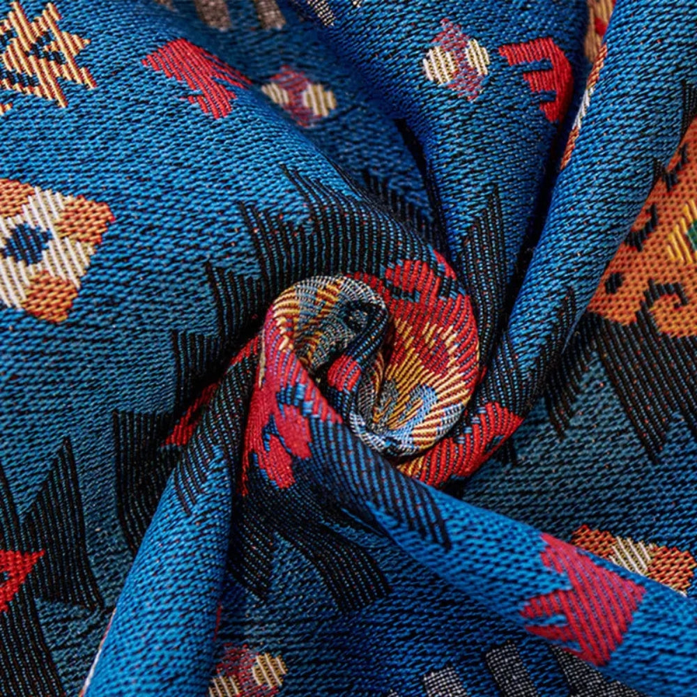 Sofa Cover Vibrant Geometric Jacquard Cotton-Linen Blend Pet-Friendly