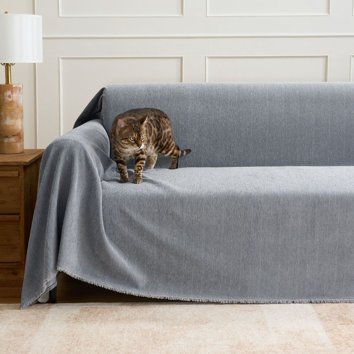 Sofa Cover Water-Repellent Pet-Resistant Herringbone Weave