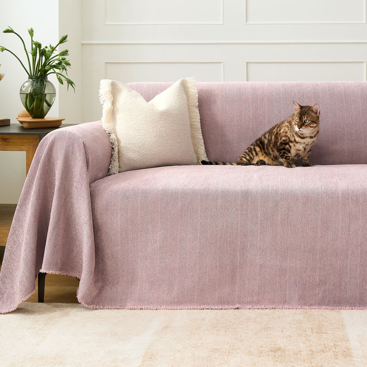 Sofa Cover Water-Repellent Pet-Resistant Herringbone Weave