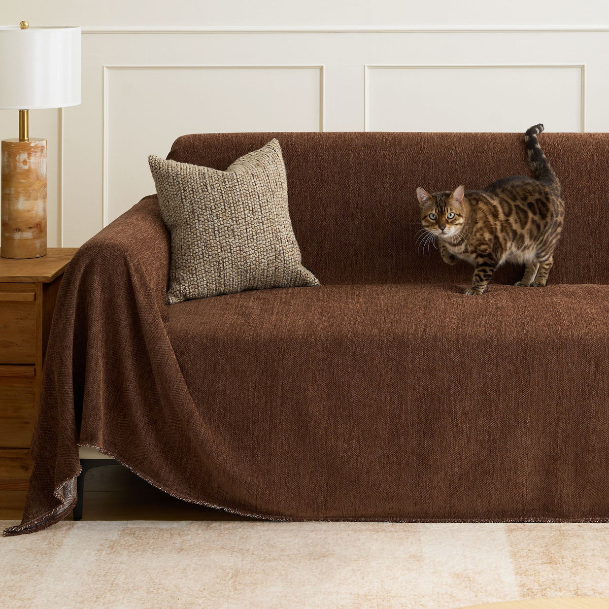 Sofa Cover Water-Repellent Pet-Resistant Herringbone Weave