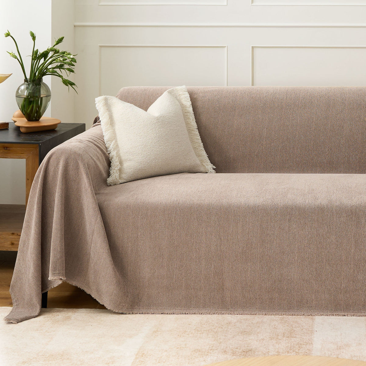 Sofa Cover Water-Repellent Pet-Resistant Herringbone Weave