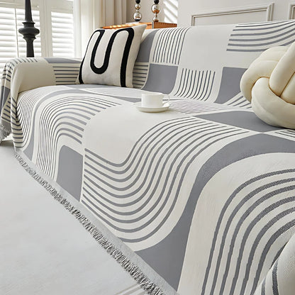 Sofa Cover Wavy Stripe Chenille Reversible