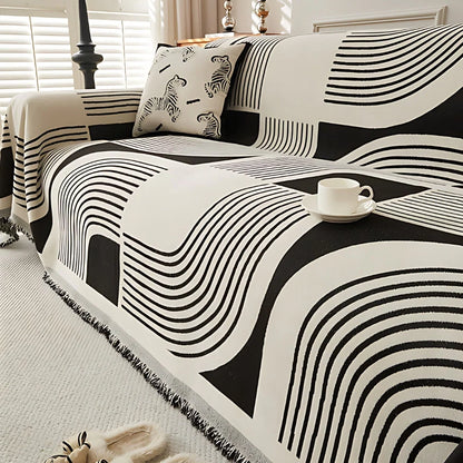 Sofa Cover Wavy Stripe Chenille Reversible
