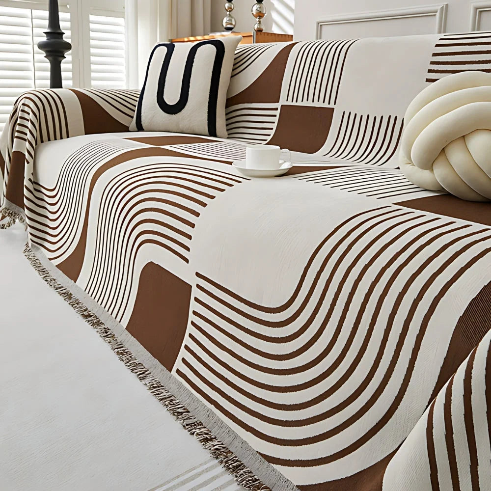 Sofa Cover Wavy Stripe Chenille Reversible