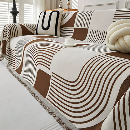 Sofa Cover Wavy Stripe Chenille Reversible