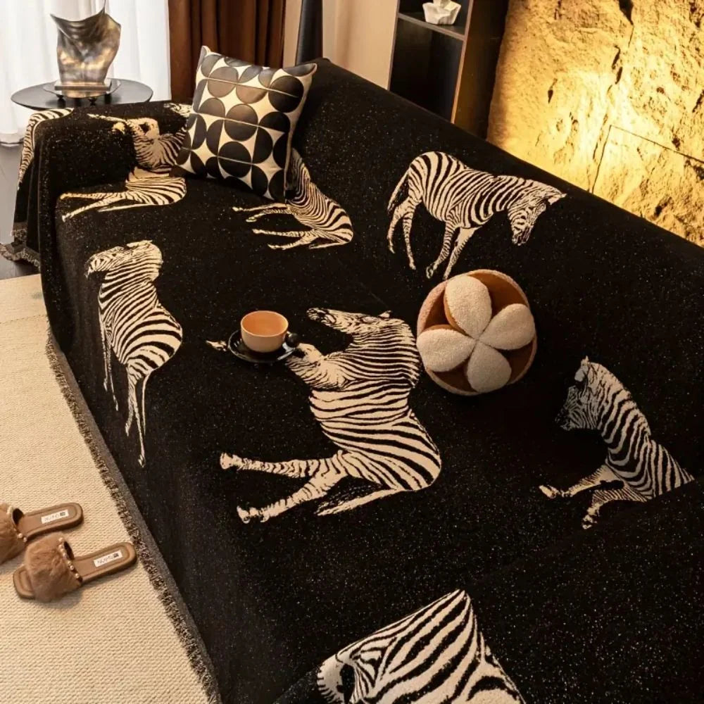 Sofa Cover Zebra Woven Microfiber Spill Protection