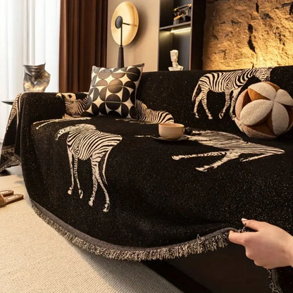 Sofa Cover Zebra Woven Microfiber Spill Protection