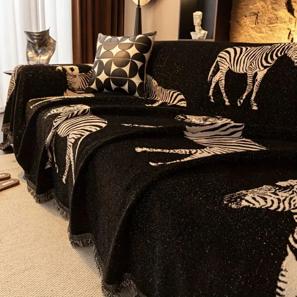 Sofa Cover Zebra Woven Microfiber Spill Protection