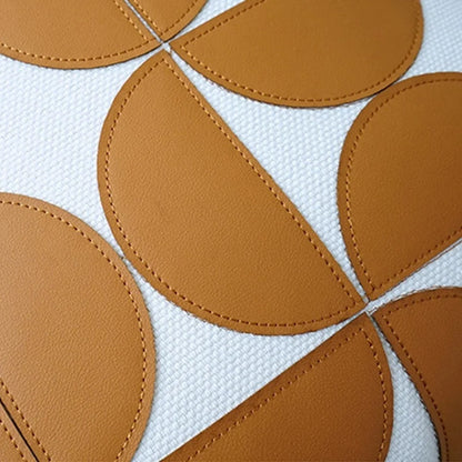 Sofa Cushion Cover Faux Leather Embroidered 18 x 18