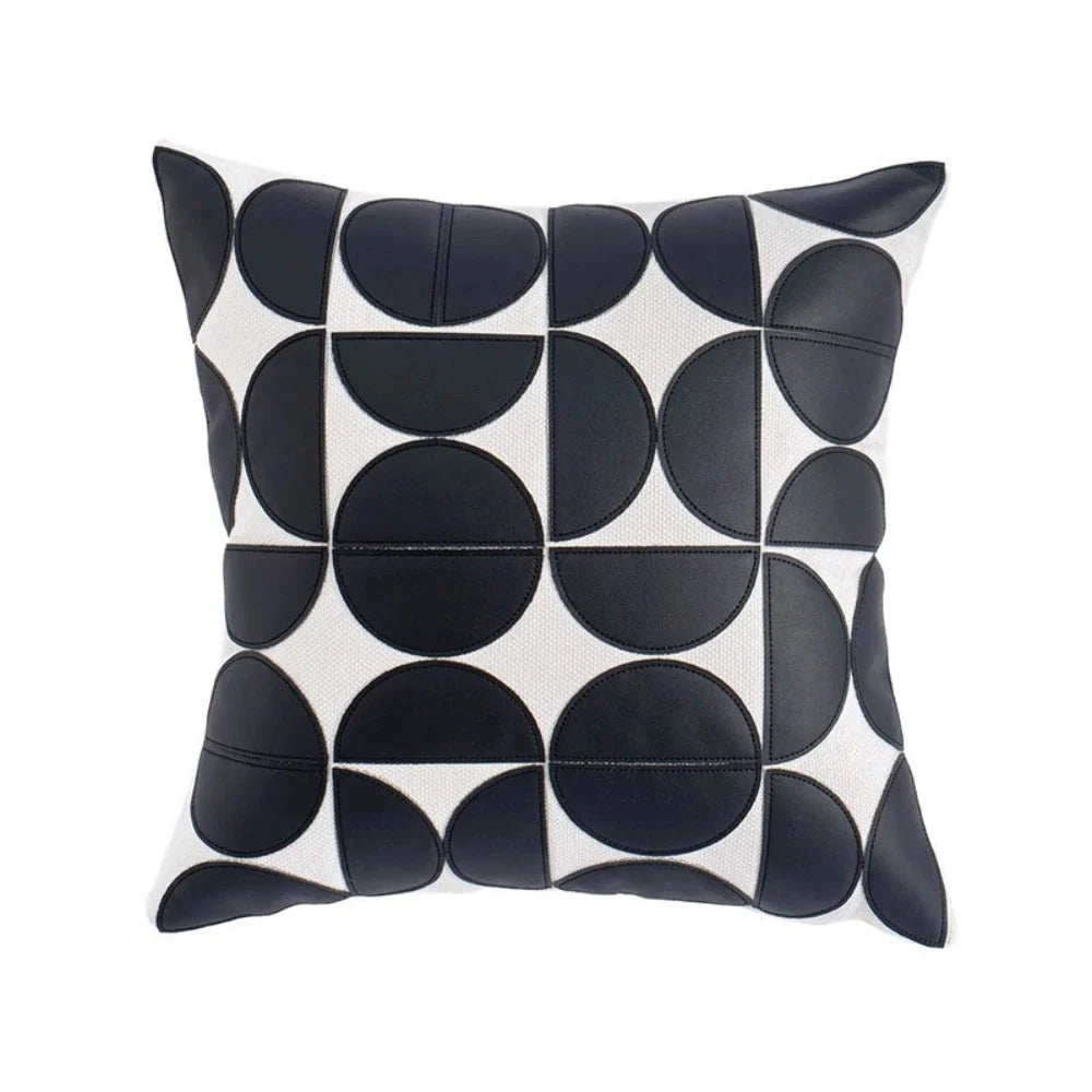 Sofa Cushion Cover Faux Leather Embroidered 18 x 18