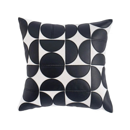 Sofa Cushion Cover Faux Leather Embroidered 18 x 18