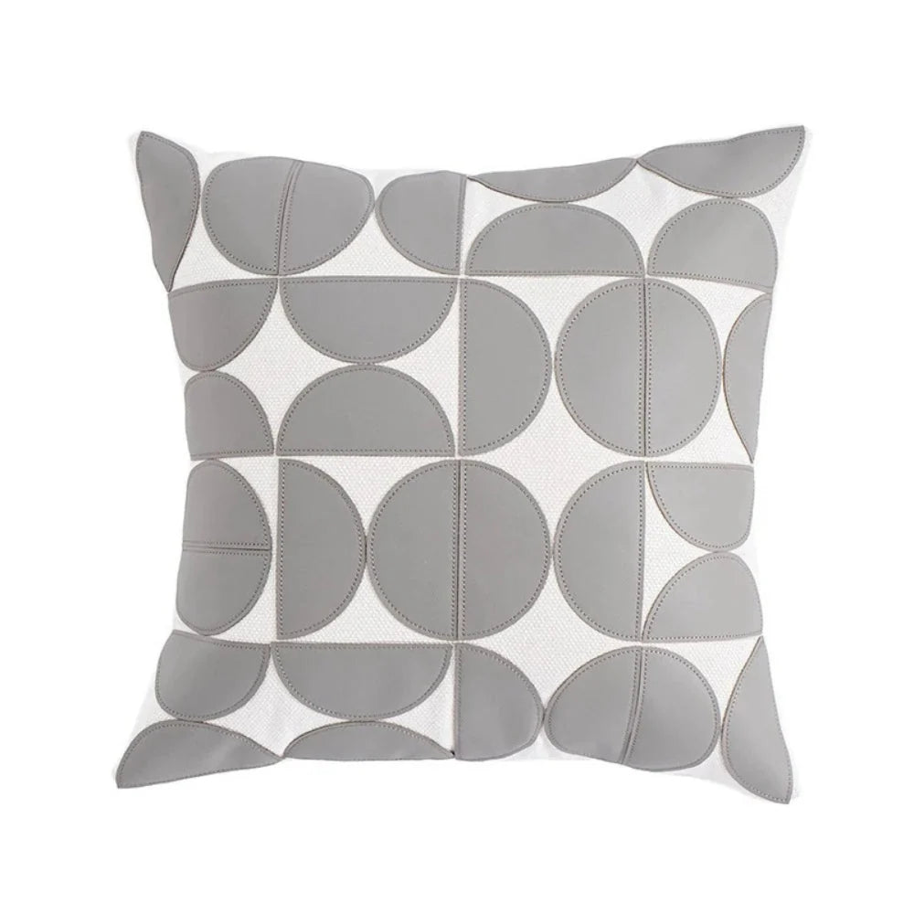 Sofa Cushion Cover Faux Leather Embroidered 18 x 18