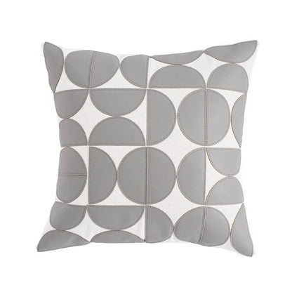 Sofa Cushion Cover Faux Leather Embroidered 18 x 18