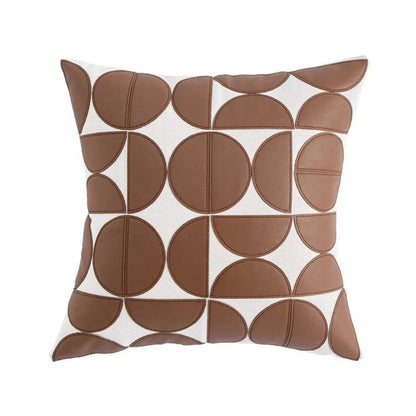 Sofa Cushion Cover Faux Leather Embroidered 18 x 18