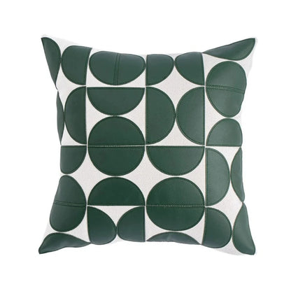 Sofa Cushion Cover Faux Leather Embroidered 18 x 18