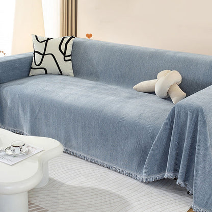 Sofa Throw Blanket Chenille Herringbone Machine-Washable
