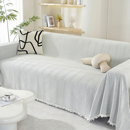 Sofa Throw Blanket Chenille Herringbone Machine-Washable