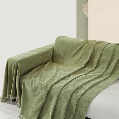 Sofa Throw Blanket Chenille Herringbone Machine-Washable