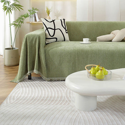 Sofa Throw Blanket Chenille Herringbone Machine-Washable