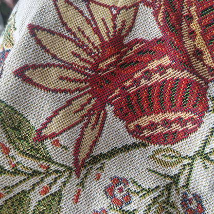 Sofa Throw Country Floral & Tassels Cotton Blend