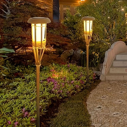 Solar Garden Stake Light Bamboo Flickering Flame LED
