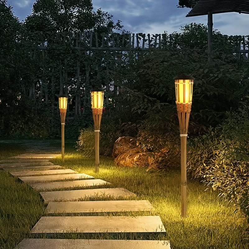 Solar Garden Stake Light Bamboo Flickering Flame LED