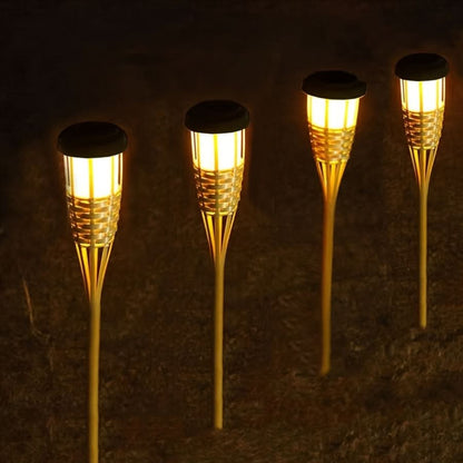 Solar Garden Stake Light Bamboo Flickering Flame LED