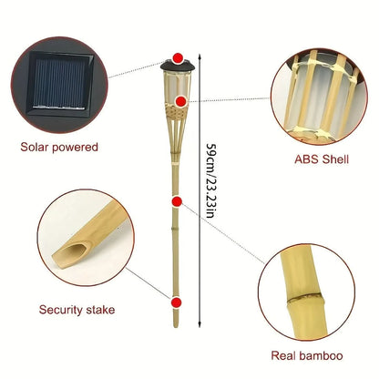 Solar Garden Stake Light Bamboo Flickering Flame LED