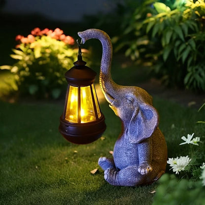 Solar Lantern Elephant Design Warm White Light Outdoor Use