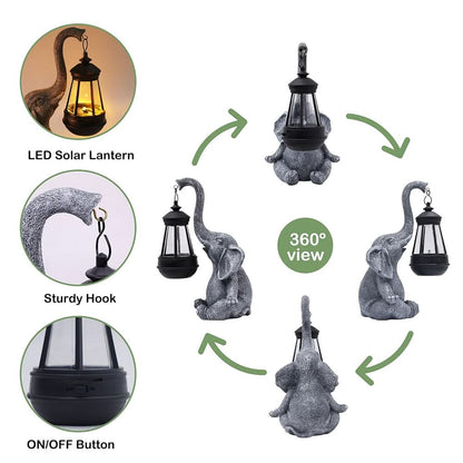 Solar Lantern Elephant Design Warm White Light Outdoor Use