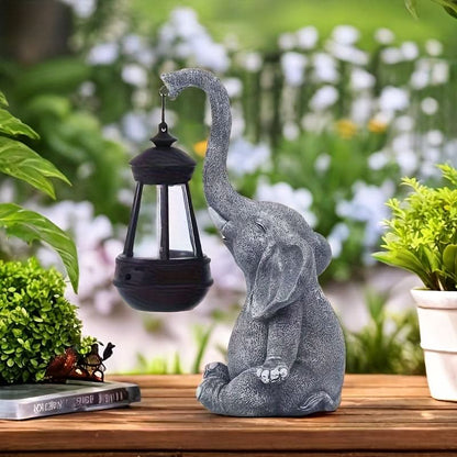 Solar Lantern Elephant Design Warm White Light Outdoor Use