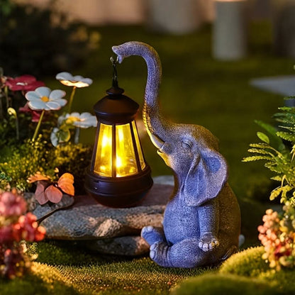 Solar Lantern Elephant Design Warm White Light Outdoor Use