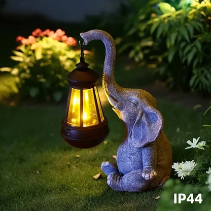 Solar Lantern Elephant Design Warm White Light Outdoor Use