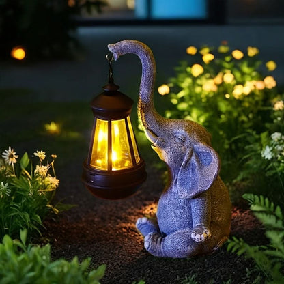 Solar Lantern Elephant Design Warm White Light Outdoor Use