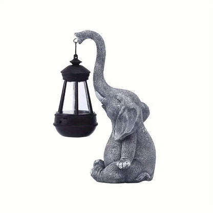 Solar Lantern Elephant Design Warm White Light Outdoor Use