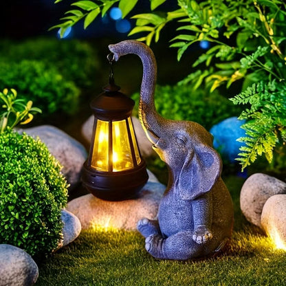 Solar Lantern Elephant Design Warm White Light Outdoor Use