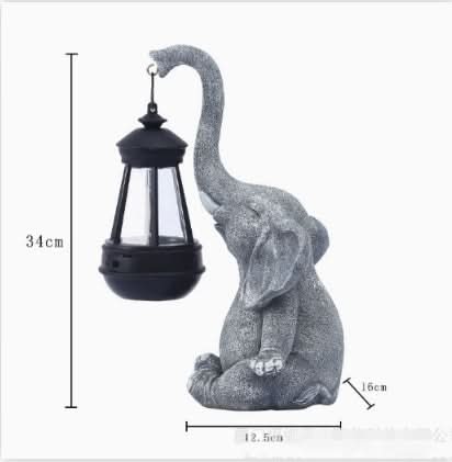 Solar Lantern Elephant Design Warm White Light Outdoor Use