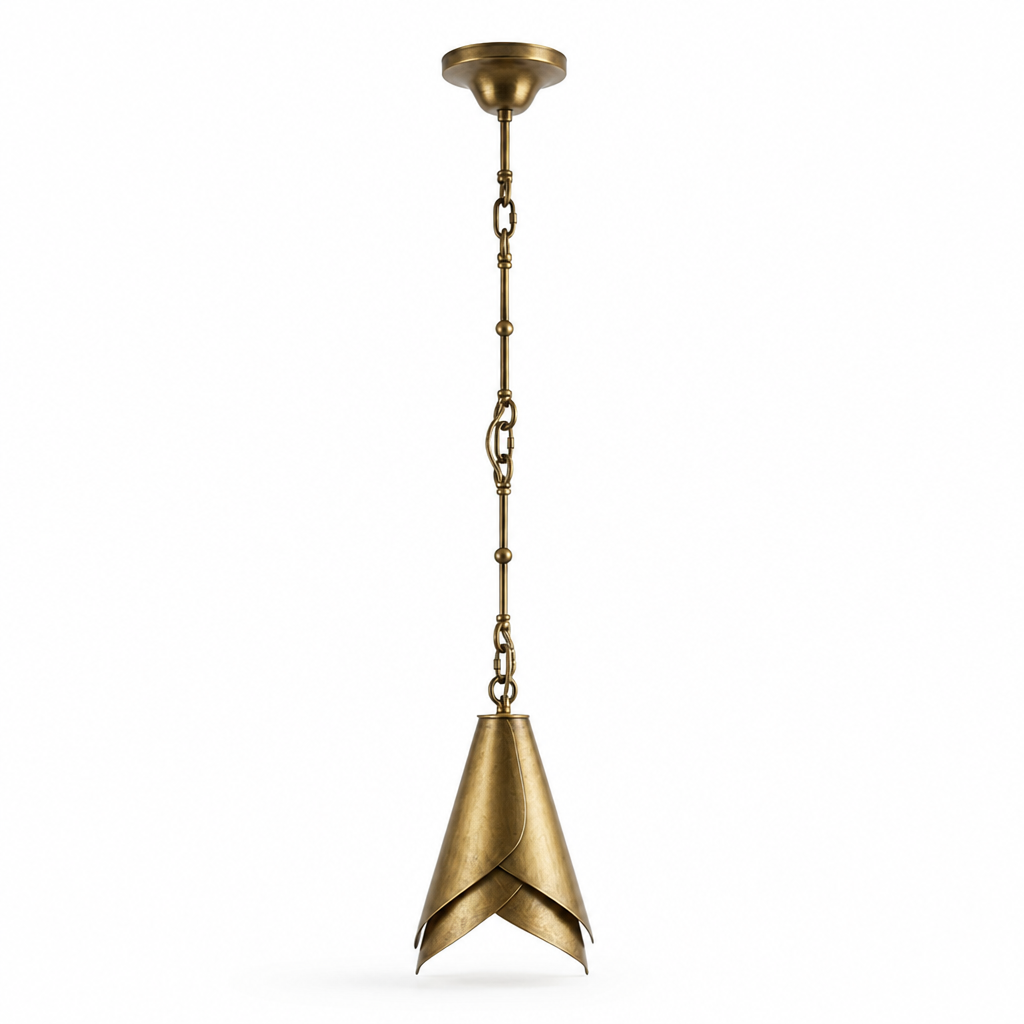 Solid Brass Folded Shade Pendant Light (Adjustable Chain)
