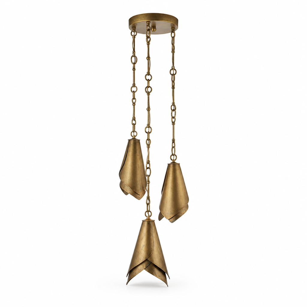 Solid Brass Folded Shade Pendant Light (Adjustable Chain)