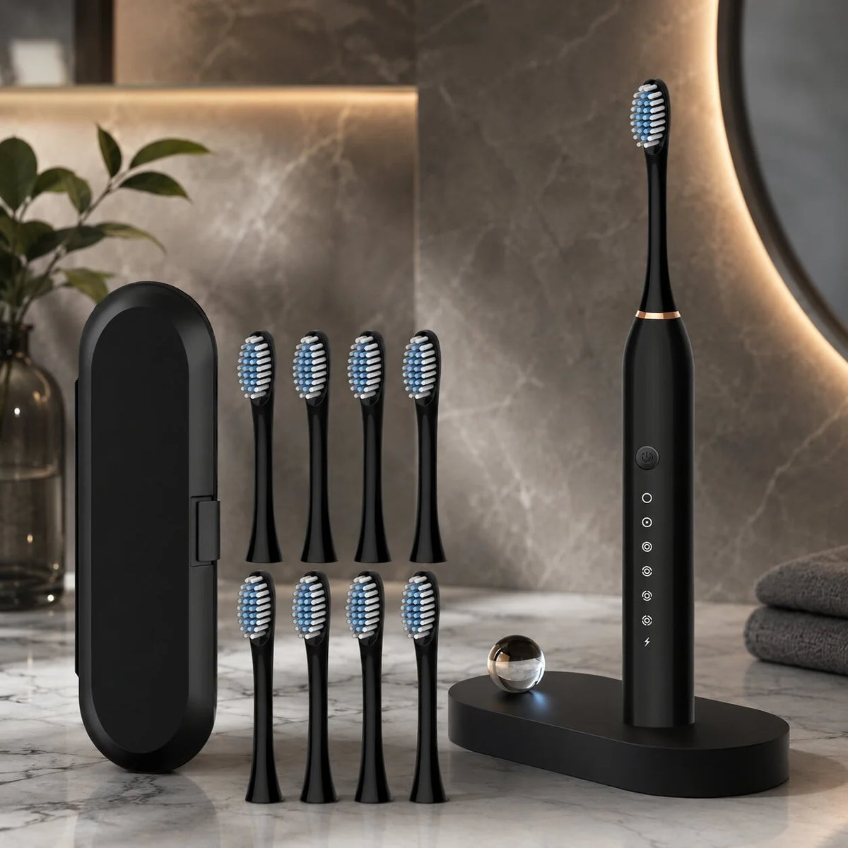 Sonic Toothbrush 5 Modes USB Rechargeable 8 Replacement Heads