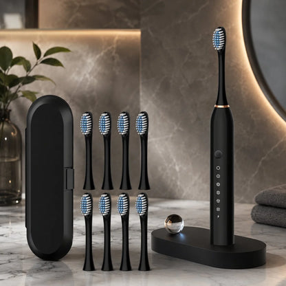 Sonic Toothbrush 5 Modes USB Rechargeable 8 Replacement Heads