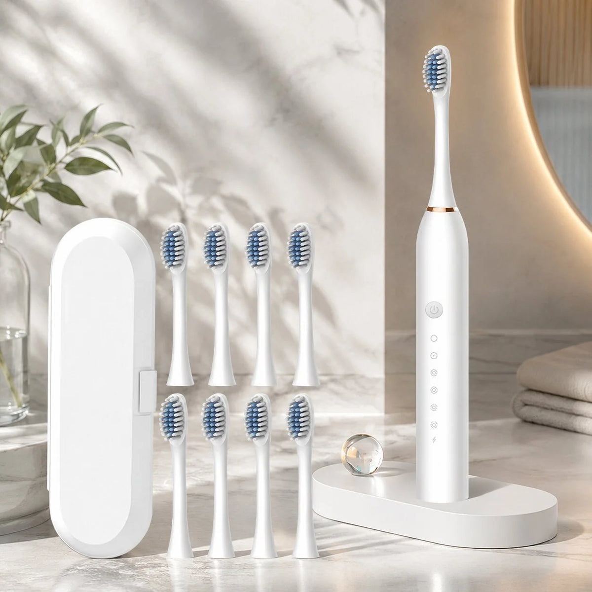 Sonic Toothbrush 5 Modes USB Rechargeable 8 Replacement Heads