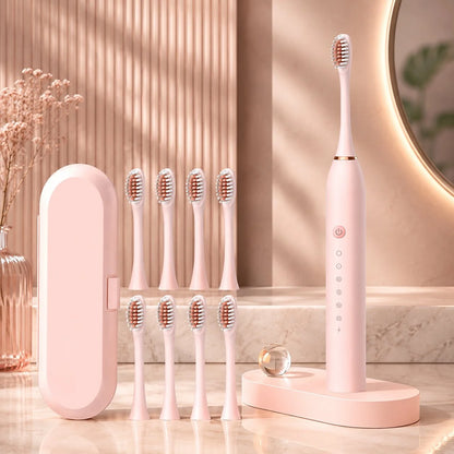 Sonic Toothbrush 5 Modes USB Rechargeable 8 Replacement Heads