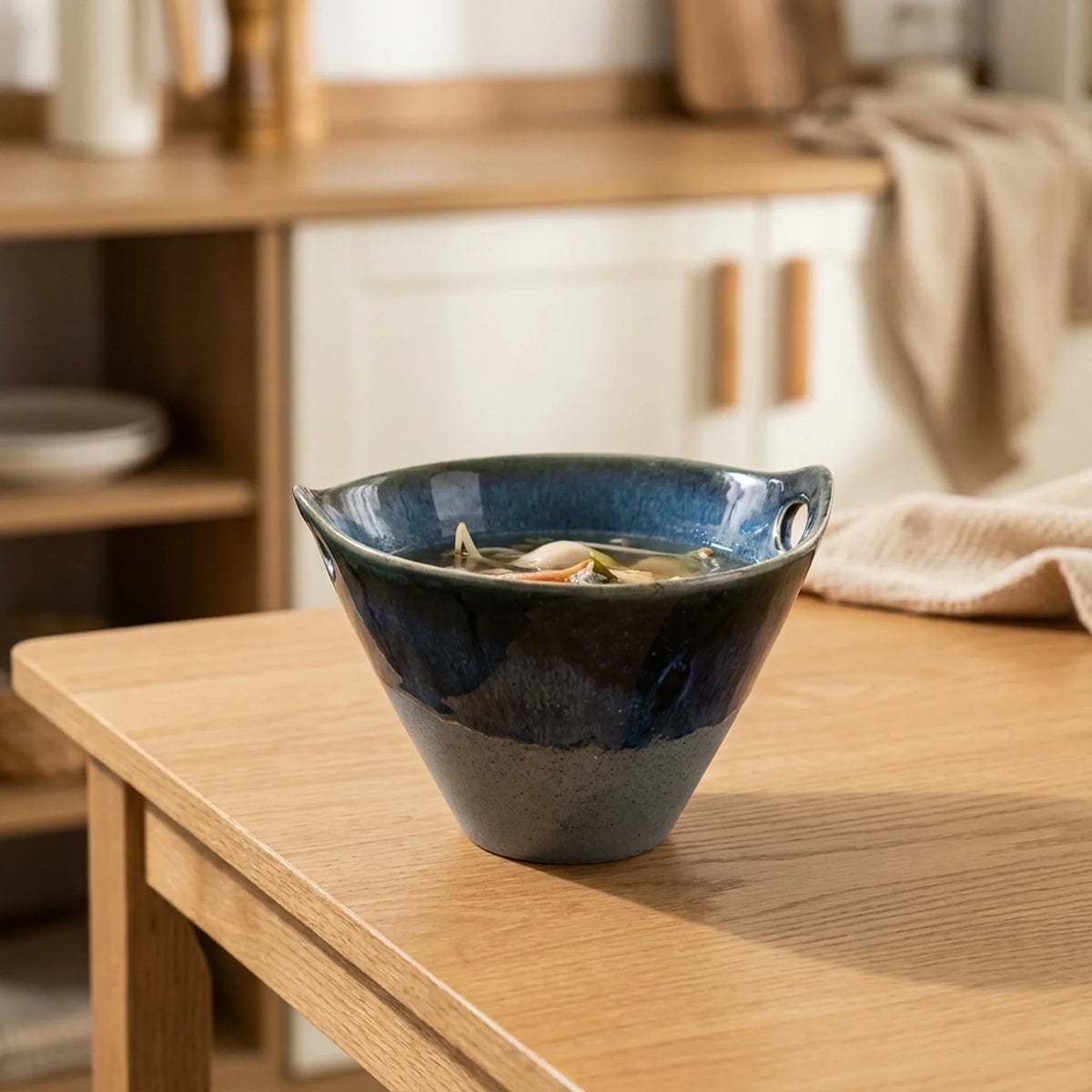 Soup Bowl Heat-Retaining Ceramic Dual Handles Dishwasher-Safe