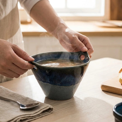 Soup Bowl Heat-Retaining Ceramic Dual Handles Dishwasher-Safe