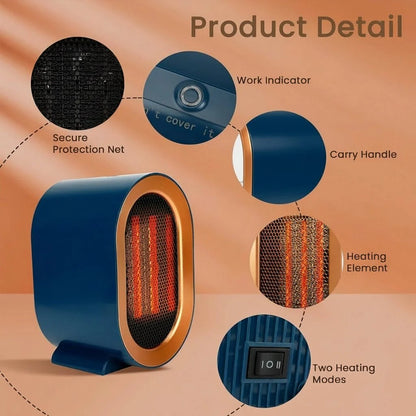 Space Heater Compact Ceramic Overheat Protection
