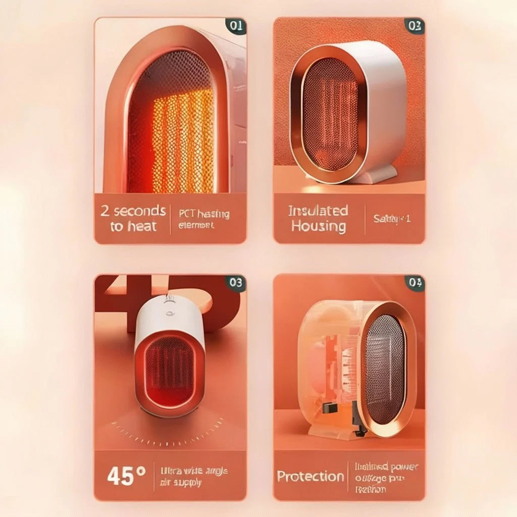 Space Heater Compact Ceramic Overheat Protection